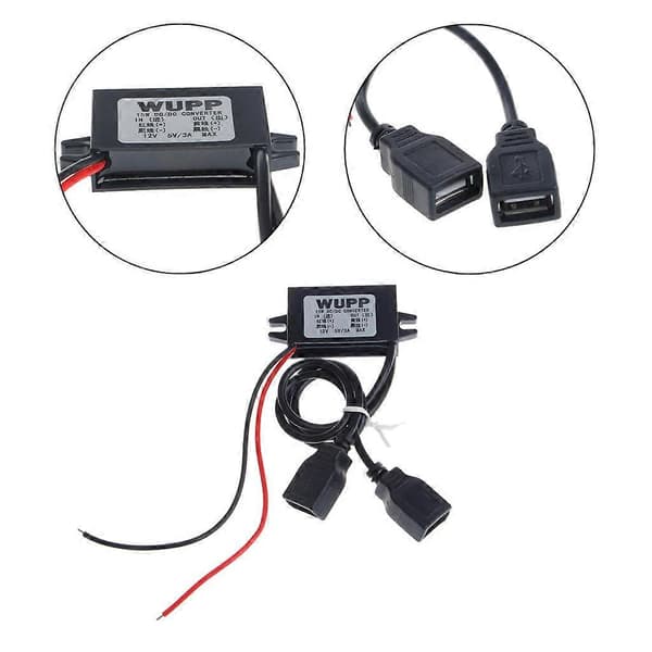 DC/DC-muunnin 12V - 5V virtalähde 3A 15W USB-autoliitinlaturimoduuli