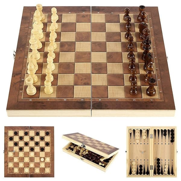 Puinen shakkilautasetti Käsintehdyt lelut 24*24cm