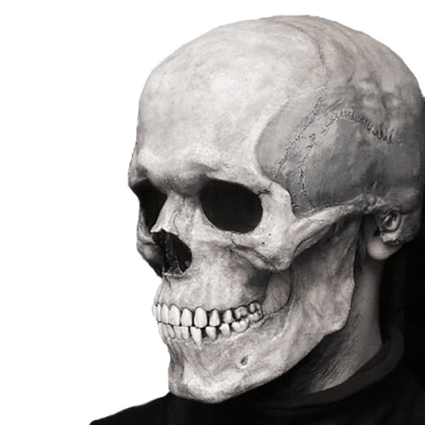 Halloween Voksen Latex Maske 3D Helhode Skjelettmaske Hodeskalle light color