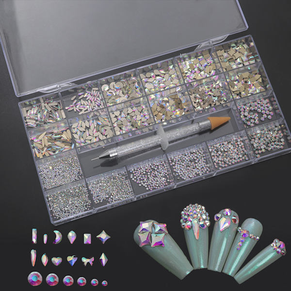 Uregelmæssige Rhinestones Flatback Negle Juveler 3D-dekorationer Diamantlignende sten Gems Sæt til Neglekunst DIY Flat Strass 4