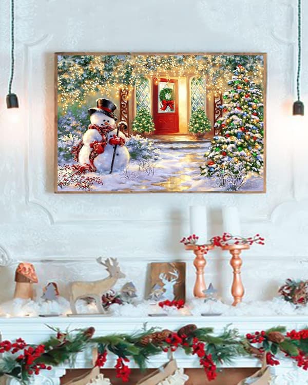 #Diamantmålningssats 5D DIY, 16x12 tum, Liten snögubbe#