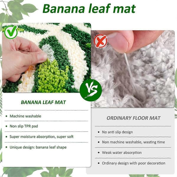 Grønn bladmatte Anti- Palmformet baderomsmatte Monstera Søt badematte Superabsorberende badematte Baderomsrye, B