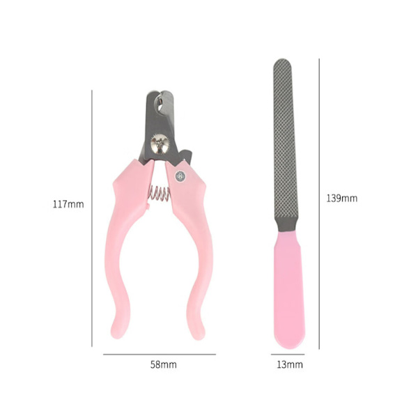 En set rosa nageltrimmers för husdjur, hundkloslipare, nageltrimmer för husdjur