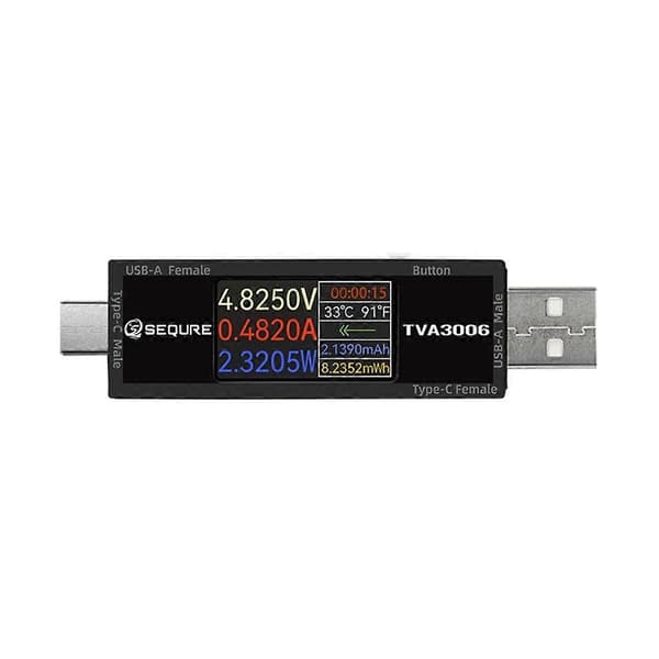 TVA3006 Høypresisjons Volt-Amperemeter Strømmåler Type-C USB Spenningsamperemeter Tester