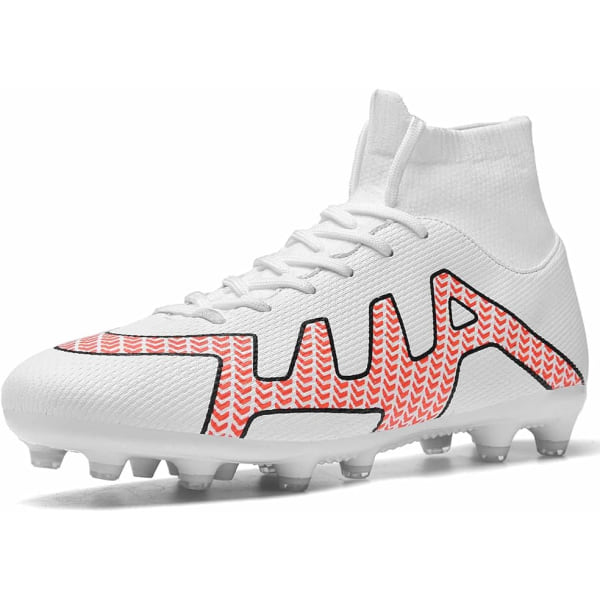 Fotbollsskor Herr Outdoor High Top Spike Ceats Fotbollsskor Professionell friidrott träningsskor white EU40
