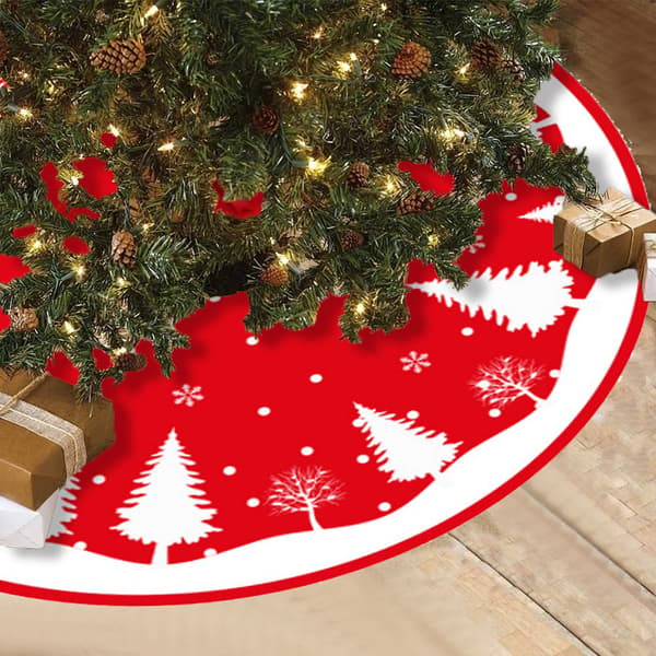 Christmas Tree Skirt, Burlap Tree Kjol med vit paljett style4