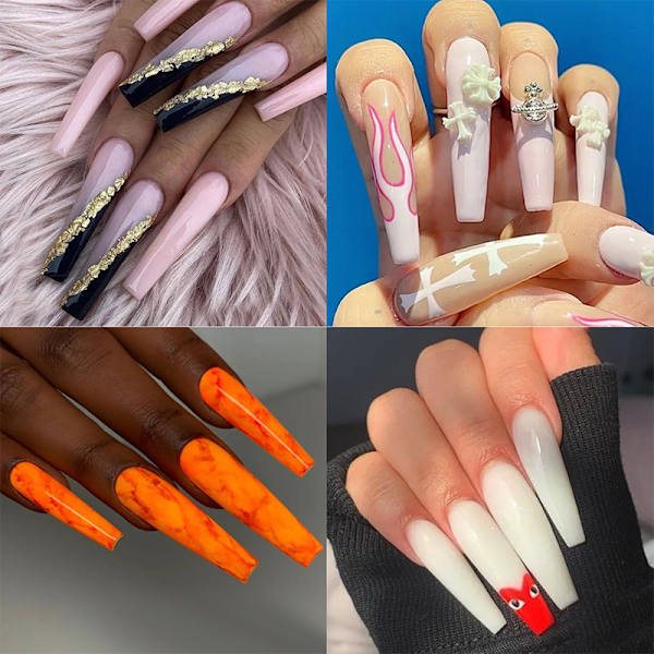 500 Cover Heltäckande Akryl Balett Lång Falsk Nail Tips Nagelverktyg transparent