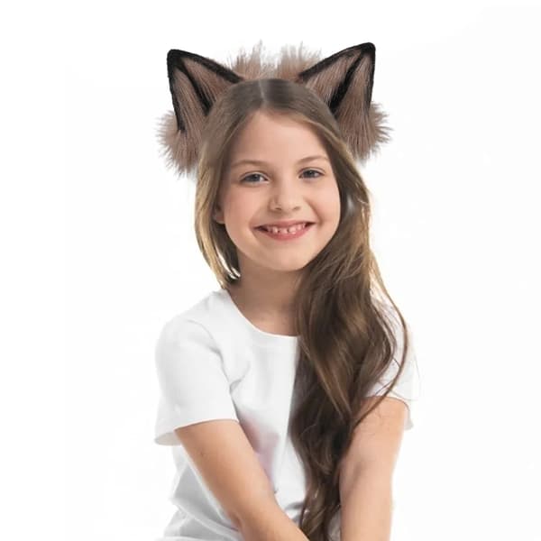 Rev Katt Lang Pels Ører Hår Hodeplagg Ulv Dyr Halloween Khaki