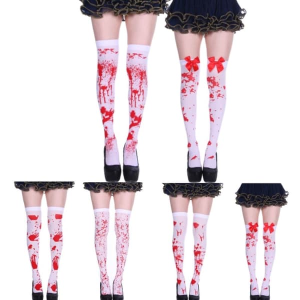 1 par Halloween Blood Socks Lårstrømper 5