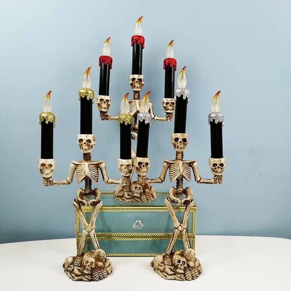 Halloween Ghost Hand Candle Lights Skull Holding Lamp Dekoration Red