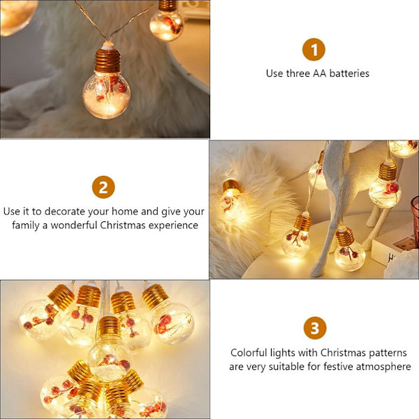 Julelys LED-strenglys 10 lys strenglys Utendørsdekorasjon