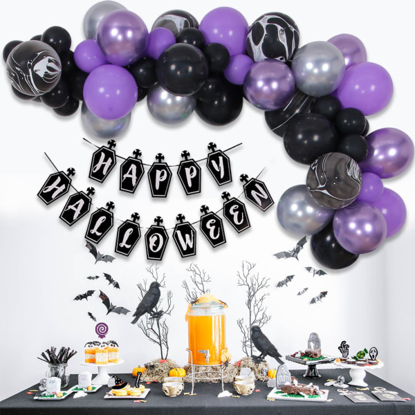 Halloween Ballong Chain Party Dekoration 72st Lila Polka Dot Wizard Latex Set set 3