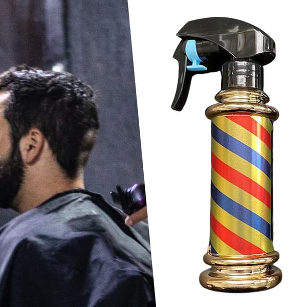 1/2 Multifunktionel Barber Spray Flaske Retro Striber til Salon Golden 200ml 1Set