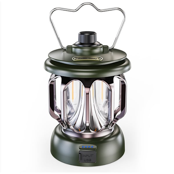 Vihreä LED USB Ladattava Camping Valaisin Vintage Himmennettävä Lämmin Whi