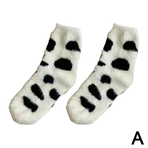 Dam SoftFluffy Sängstrumpor Vinter Varm Lounge Tofflor tecknad Så white 16*11cm