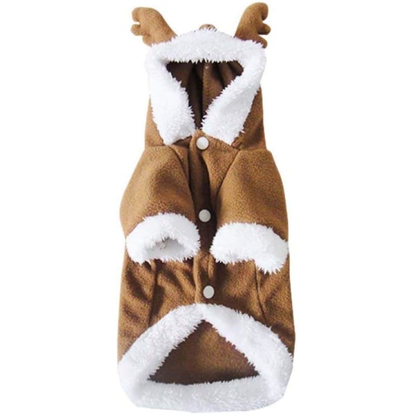 Hund Katt Jul Ren Dräkt, Rolig Pet Älg Cosplay Klänning, Valp Fleece Outfits Varm Luvtröja Xmas Apparel Kläder XL