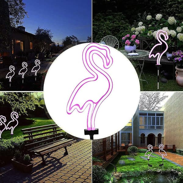 Solar Hage Stake Lys Vanntett Solar Plen Dekor Neon Flamingo Landskapslys