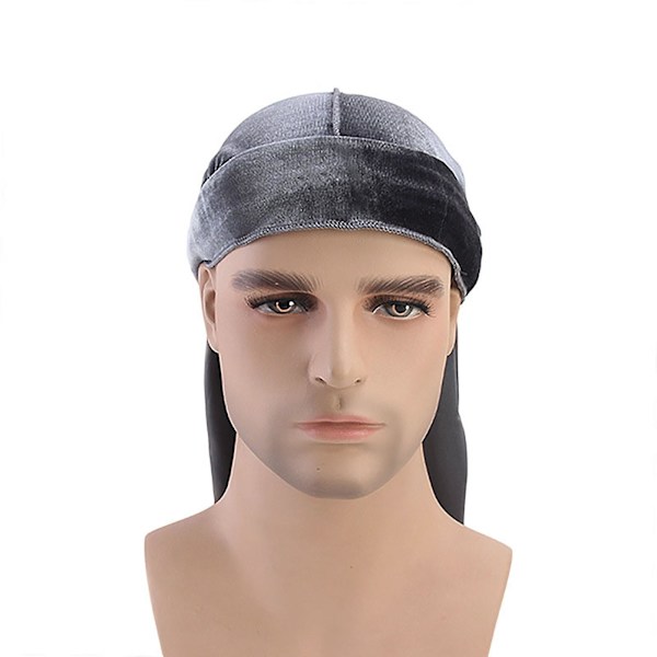 Durag Cap Enfärgad Ultra Mjuk Håll Varm sammet Män Kvinnor Head Wrap med lång svans för vintern