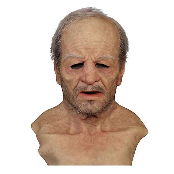 Halloween hel latex mask hals hel huvud rynka cosplay C