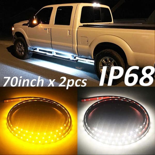 2 stk. LED-lys for stigbrett 800LM Hvit Gul 12V til 24V for pickup-biler, SUV-er, ATV-er