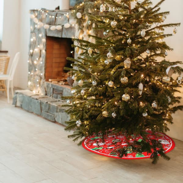 Julepynt Juletre skjørt 80cm Trykt treskjørt Hjem Juletrepynt