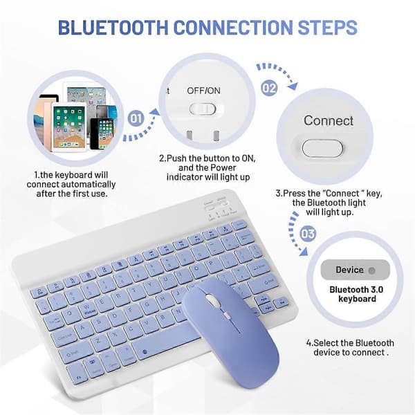 10 tuuman Bluetooth-näppäimistö ladattava erittäin ohut langaton hiiri-näppäimistösetti Android-tabletille B