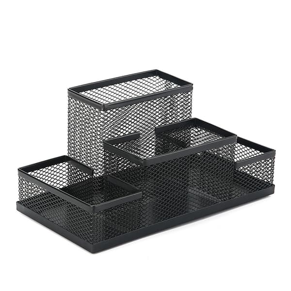 #Skrivebordsarrangør, Metall Blyantstativ, Skrivebordshylle med Mesh Notat Holder#