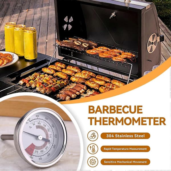 Ovntermometer, Ovntermometer i rustfrit stål, Madlavnings- og køkkentermometer, Pizzaovntermometer, Grilltermometer til BBQ, Grill, Kød