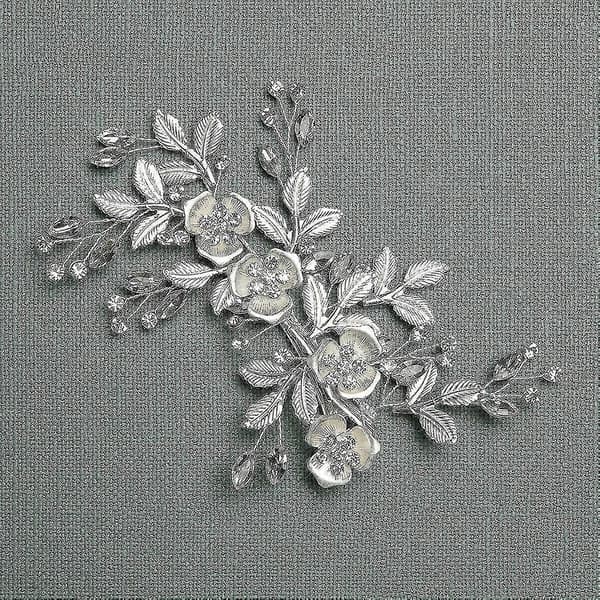 Lys Roségull Bryllupshårklemme Rhinestone Håndlaget Blomsterhårklemme