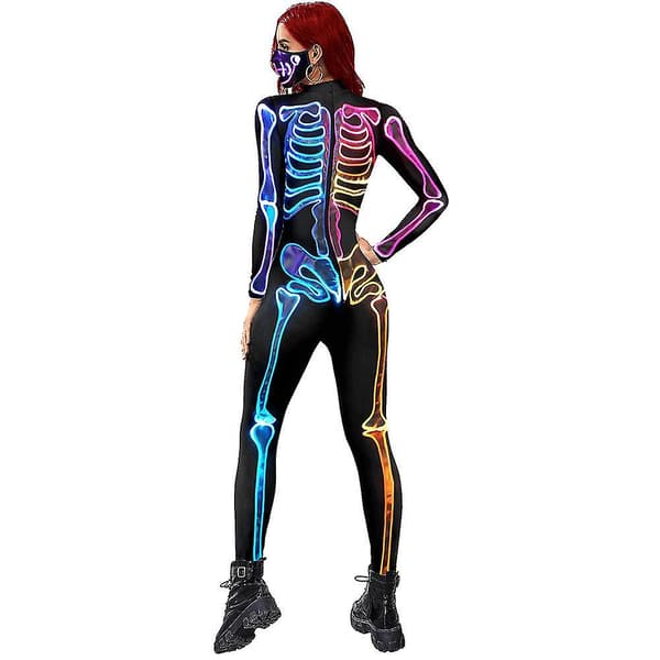 Exig skeletdragt til kvinder til Halloween skeletbody S
