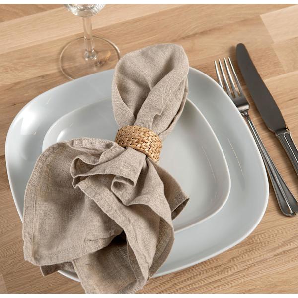 Servettringar Flätad korg  6-pack beige