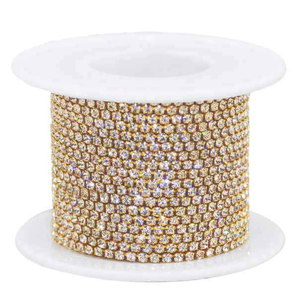 1 rulla 10 jaardin Rhinestone-ketju, 1,5 mm:n kristalli-strassit