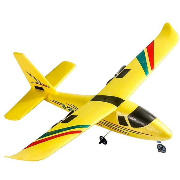 DIY RC-flygplan för barn, fjärrkontrollflygplan utomhus 2,4 GHz 2-kanals DIY Lätt att RC-flygplan gul