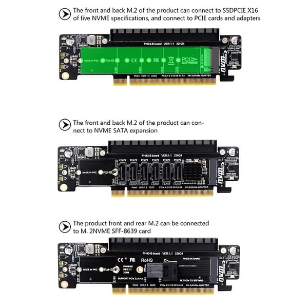 Pcie4.0 Split Pcie4.0 X16 Til X8+x4+x4 Splitkort Nvme Pcie4.0 Udvidelseskort 2 Nvme Input Port Expa