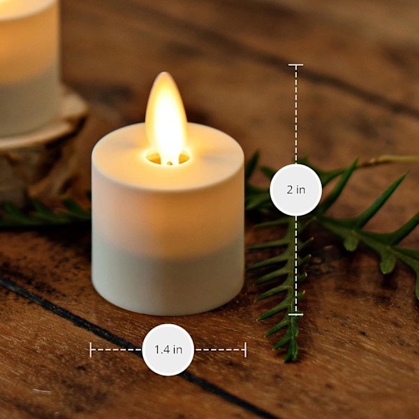 Moving Flame LED Flameless värmeljus (1,4" x 2") Fjärrkontroll redo Batteridriven Plast LED Flameless värmeljus - Slät Matt - Pearl Ivory (4-pack)