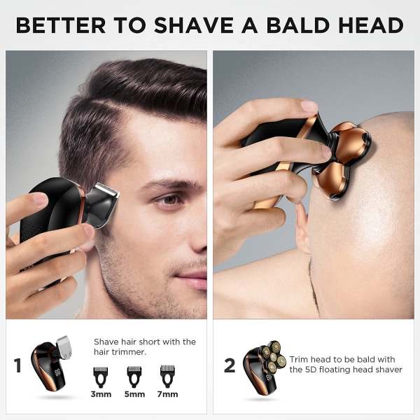 Head Shaver Elektrisk rakhyvel för män, multifunktionell