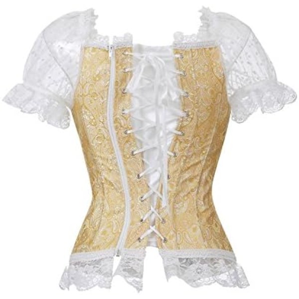 Korsetit naisille Overbust Bustier Top Gothic Sexy Shoulder 8108yellow M