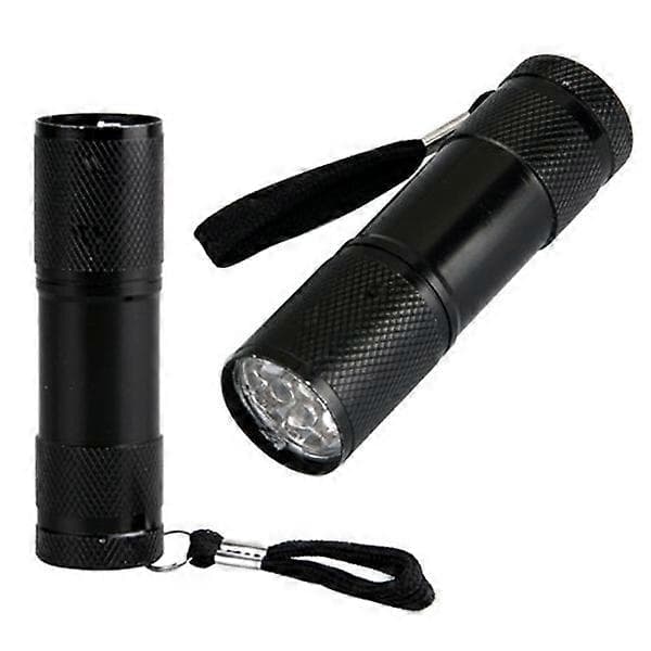 9-LED UV Ultrafiolett Mini LED Blacklight-lommelykt (Svart)