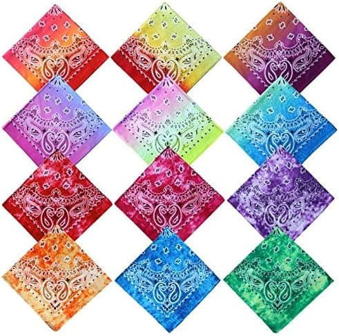 12-pack Tie Dye Bandanas Bomull Halloween Bandana Paisley-mönster