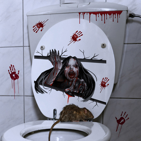 Blodiga handavtryck klistermärken Halloween dekoration vägg fönsterdörr