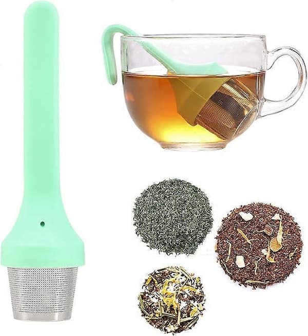 Teinfuser, 304 rustfritt stål teinfuser for løs te med silikonhåndtak, ekstra finmasket tekoppsil for te, krydder og urter