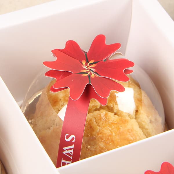 10 st Midhöstens Mooncake Sticker 3D Persika Blomma Safflor Spänne Mini Cupcake Box Förpackningsdekaler Etiketter Leverans Pink