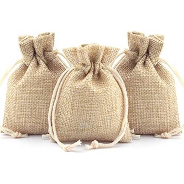 50 kpl Jute-lahjapussit vetoketjulla, pellavajutepusseja Candy B
