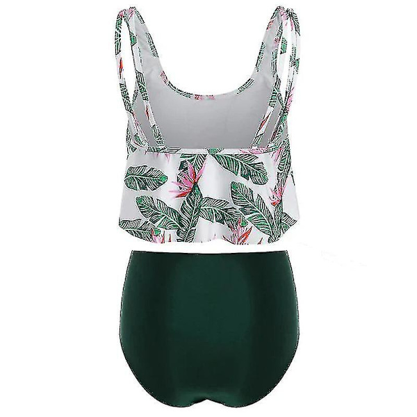 Dam Volanger Tankini Bikini Set Hög midja Baddräkt Baddräkt Strandbadkläder M 2XL