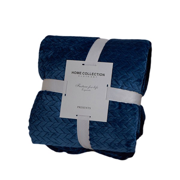 Pure-Color Hvedeaks Mønster Plys Tæppe Foldbart Hold Varmt Hyggeligt Tæppe Til Sovesofa Dark Blue 100*120cm