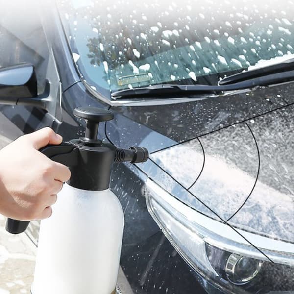 Handpumpskum med 2 munstycken Handbiltvättsprayflaska Transparent