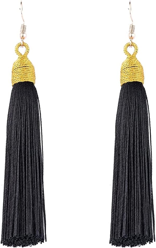 Pitkät kudotut tupsukorvakorut – Statement Fringe Dangle -korvakorut