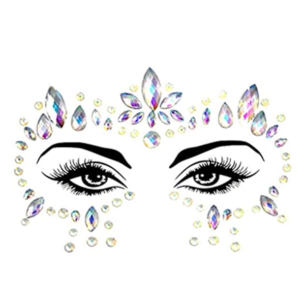 Face Gems, 1 bit strass Face Stickers, Självhäftande ansikte style 2