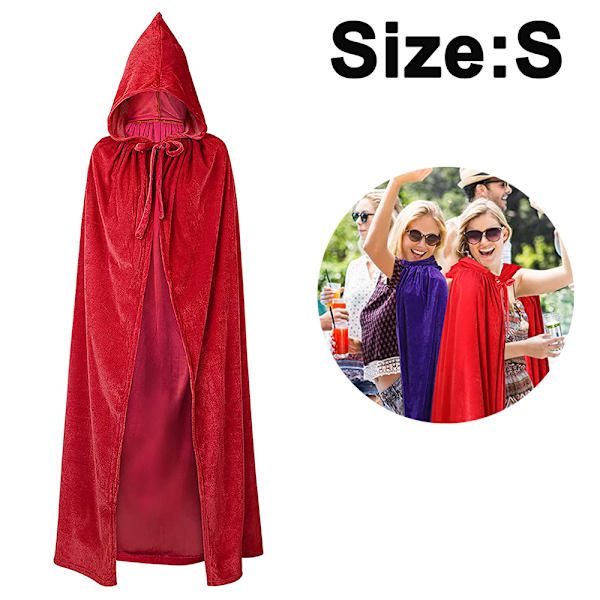Hooded mantel Unisex vuxen mantel med huva Halloween jul Red S