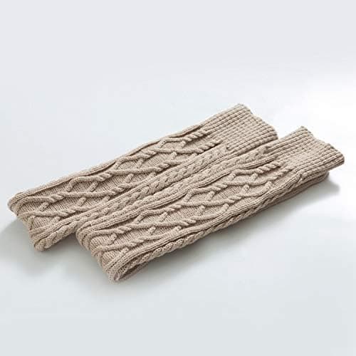 #Dames Lange Strikket Strømper - Beige, Vintervarme Lårhøje Strømper, Kvinder#